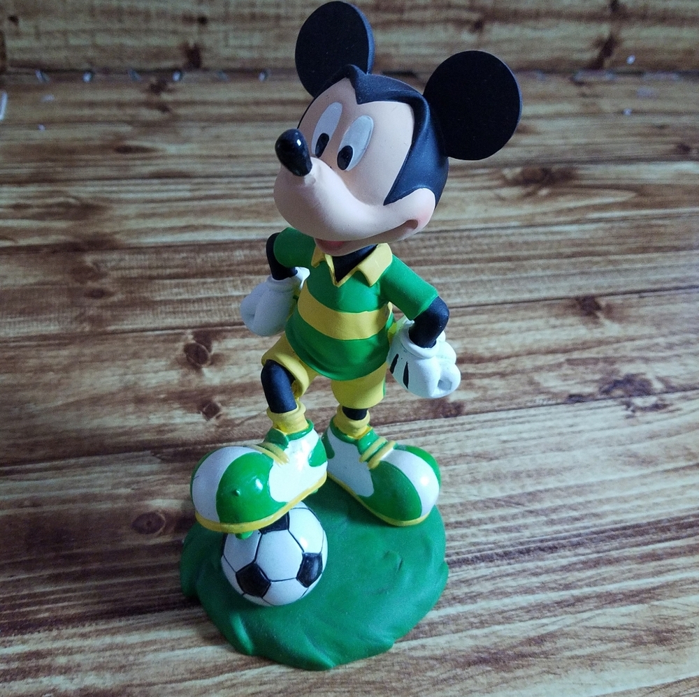 Disney Parks Soccer Mickey Mouse Bobblehead Figurine Ceramic 6.5 Inches